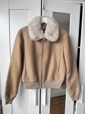Jw Anderson Wool Shearling Embroidered Patch Bomber Jacket Women’s Coat Fur