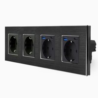 Schuko Steckdose Mehrfachsteckdosen Usb A/C Ladebuchse Alurahmen Up LUXUS-TIME