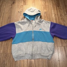 Vintage Nike 90s White Tag Retro Full Zip Hoodie Jacket Rare -Size Tag Faded-