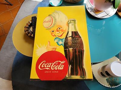 RARE VINTAGE COCA COLA BABY SPRITE WOODEN PANEL AND VARNISHED PAINT.23''5X15''5