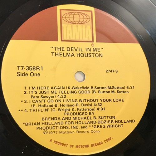 THELMA HOUSTON The Devil In Me 1977 USA vinyl LP Tamla Motown original - Picture 4 of 4