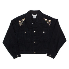 Vintage Get Spoiled Embellished Denim Jacket Black 90s Womens M