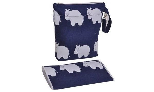 Baby Changing Bag & Mat Small Diaper Nappy Bag Hippo Navy Blue Barefoot Bambino