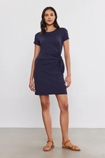 VELVET By Graham & Spencer Alma Cotton Slub Dress Ink S $205 H2