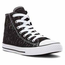 NWOB Girl's Converse Chuck Taylor All Star Hi Black Silver Shine Sneakers Hi Top