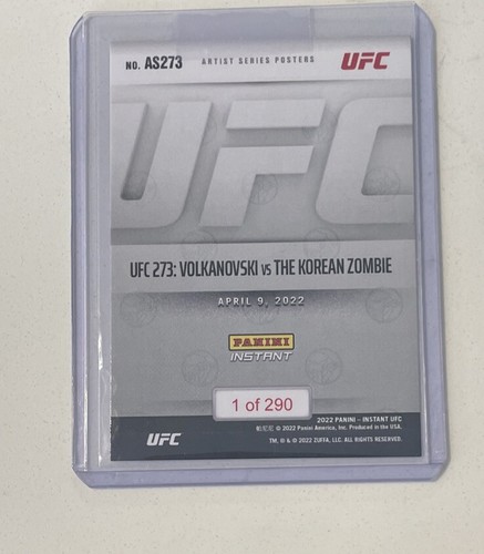 2022 Panini Instant UFC Volkanovski/Korean Zombie Artist Series 1/290 SP #AS273 - Picture 2 of 2