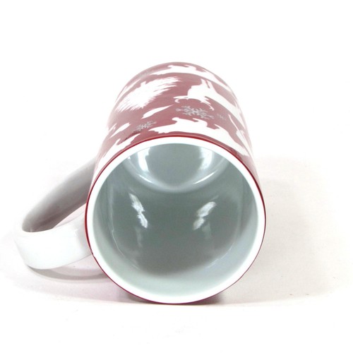 Food Network MODERN HOLIDAY 16oz Tall Latte Mug Red Forest Animals Christmas - Picture 9 of 11