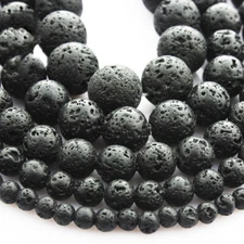 Natural Stone Black Brazil Lava Gemstone Beads For Jewelry Making 15" Matte