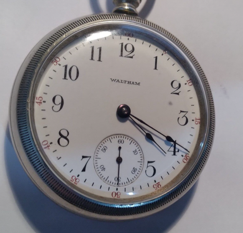 1908 Waltham Pocket Watch Grade Sterling Model 1883 18s 7j RUNNING B18#K97