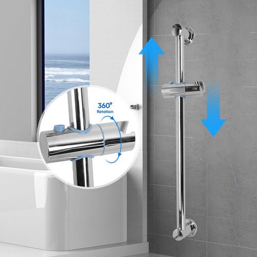 Shower Riser Rail Kit Slider Adjustable Chrome Head Holder Bracket Bathroom Set - Picture 13 of 15