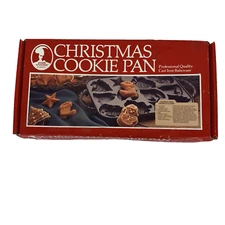 Christmas Cast Iron Cookie Pan Bakeware by Bakers Advantage Original Box Roshco 