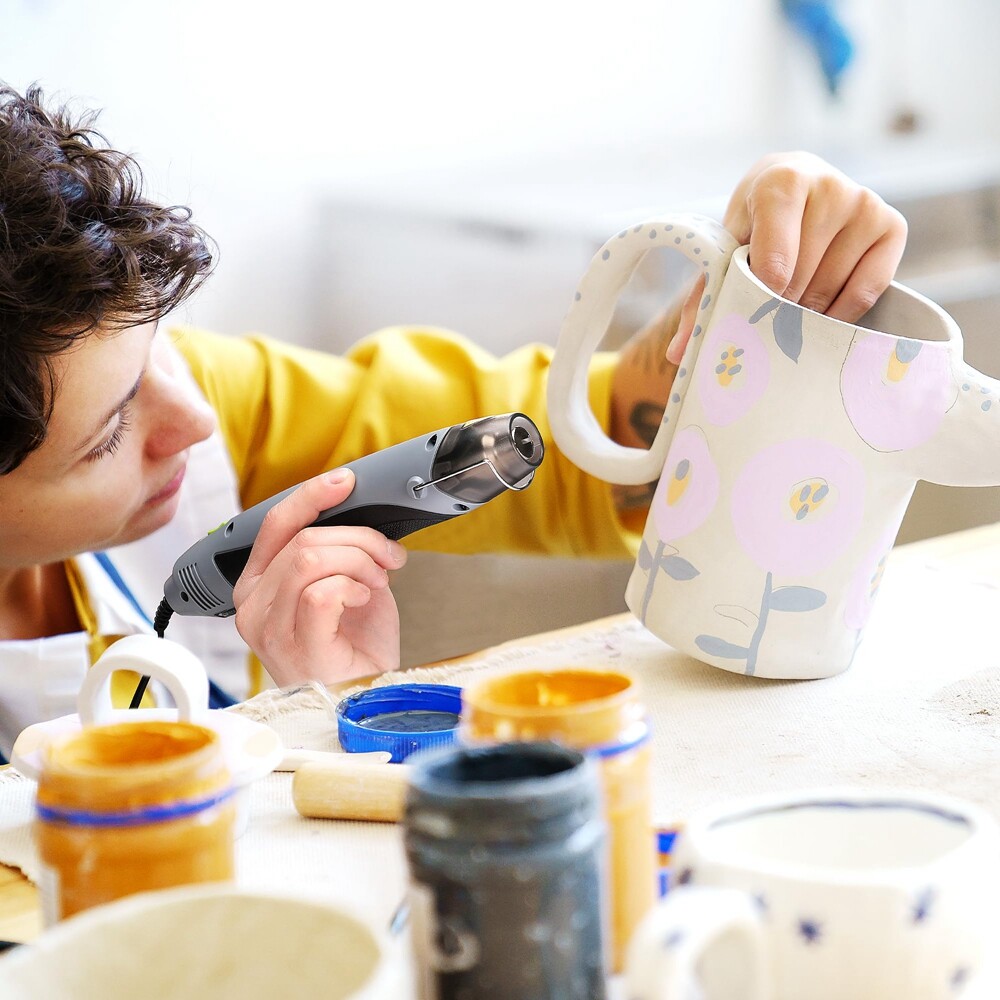 WORKPRO Mini Heat Gun 400W Hot Air Gun Dual Temp Setting Nozzle 5.9ft Long Cable