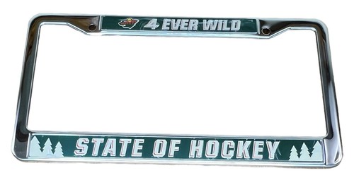 Nuevo marco de matrícula de metal salvaje de la NHL Minnesota - 4 Ever Wild - Estado del hockey
