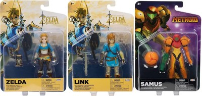 JAKKS Lot Figure Set Zelda Breath Of The Wild Link Zelda Metroid Prime 2 Samus