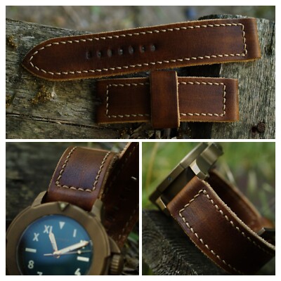24/24 mm Brown Handmade leather watch strap for Panerai *Ready-Made *US-DutyPaid