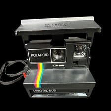 Polaroid Camera One Step 600 Black Rainbow Stripe - Turns On