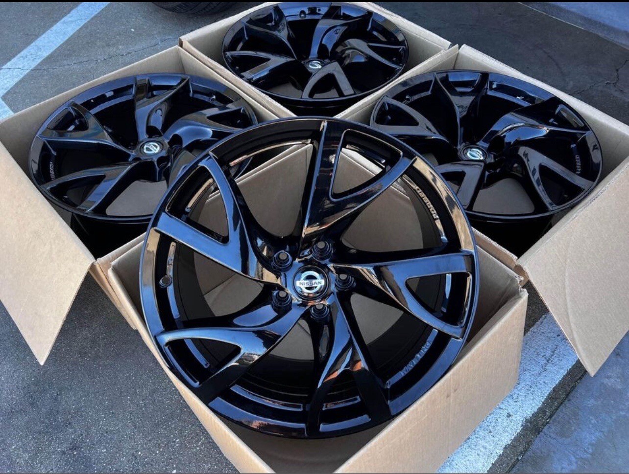 19” OEM Nissan 370Z 370 Z Rays Forged Wheels Rims Black Staggered ...