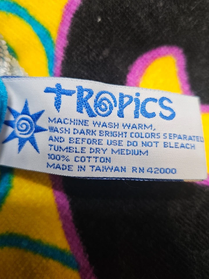 Vintage Tropics Sea Horse Coral Beach Bath Towel 56'x29' 100% Cotton - Image 2 of 2