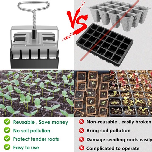 Mini Soil Blocker 3/4inch 20 Cell Manual Soil Block Maker Handheld Seed Stron - Picture 4 of 12