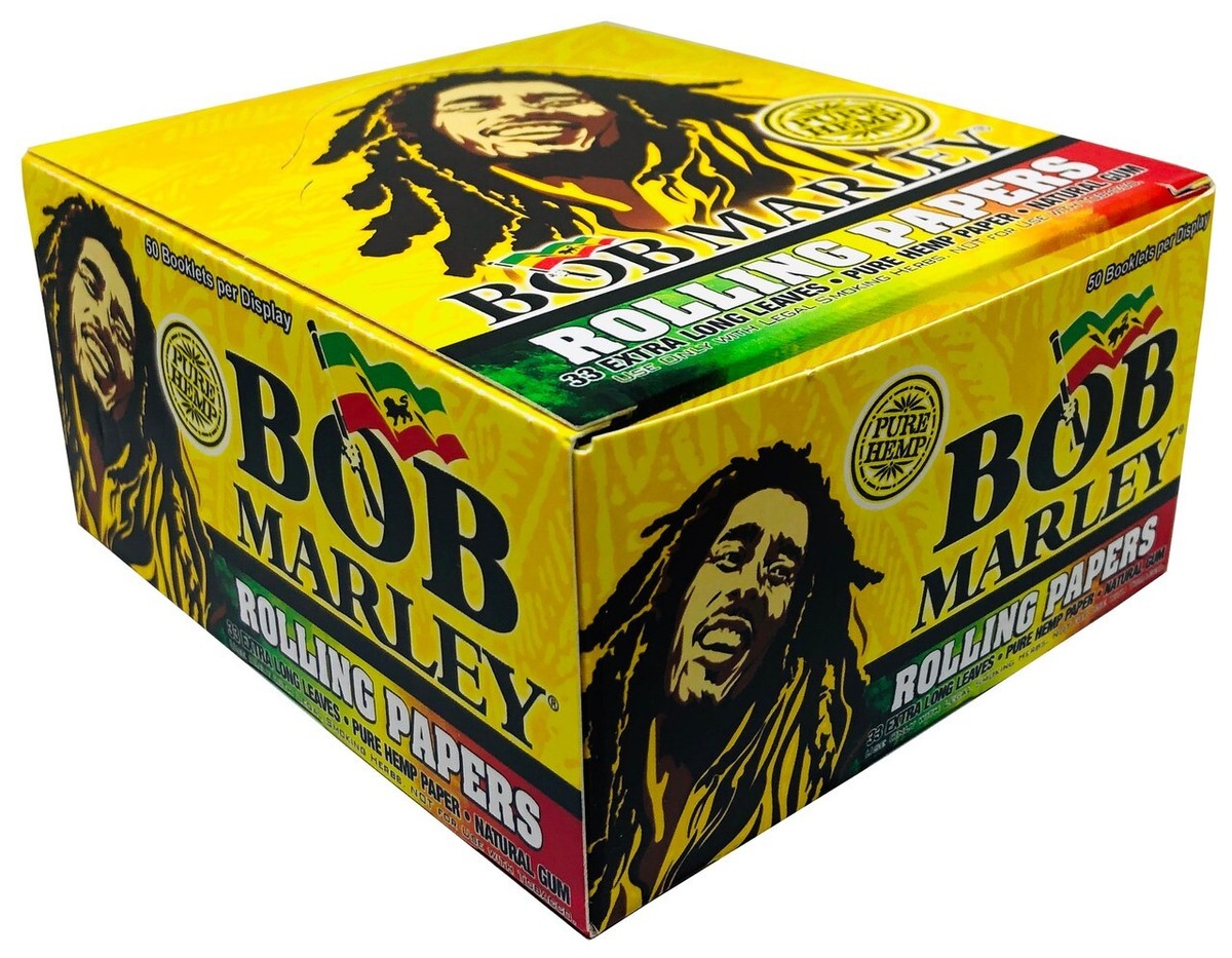 Full Box BOB MARLEY 50 Pack King Size Pure Hemp Cigarette Rolling Papers  Leaves