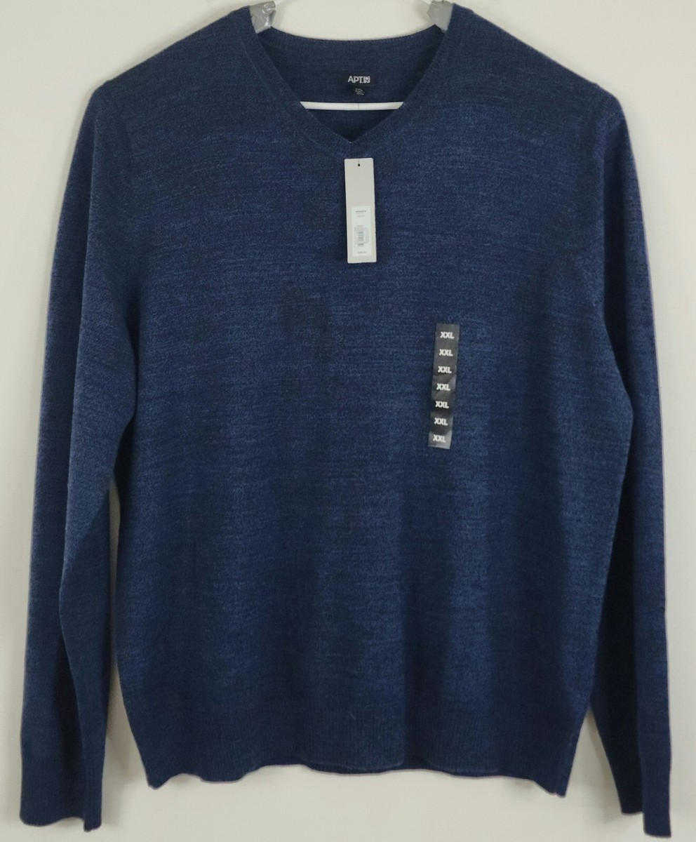 NWT Mens Merino Wool Blend Long Sleeve V-Neck Sweater Size