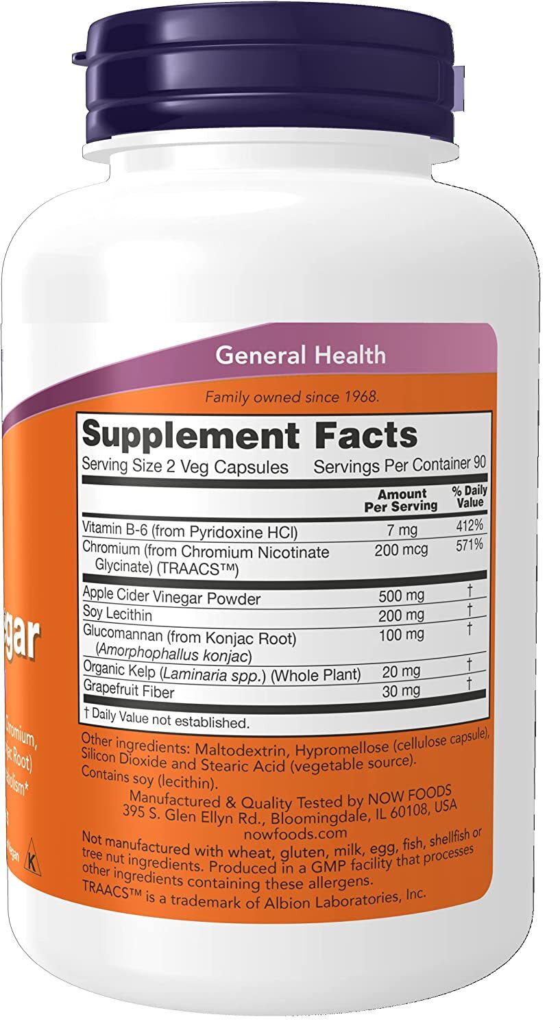 Now Foods CIDER VINEGAR Diet Formula 180 capsules Fat Burner Weight