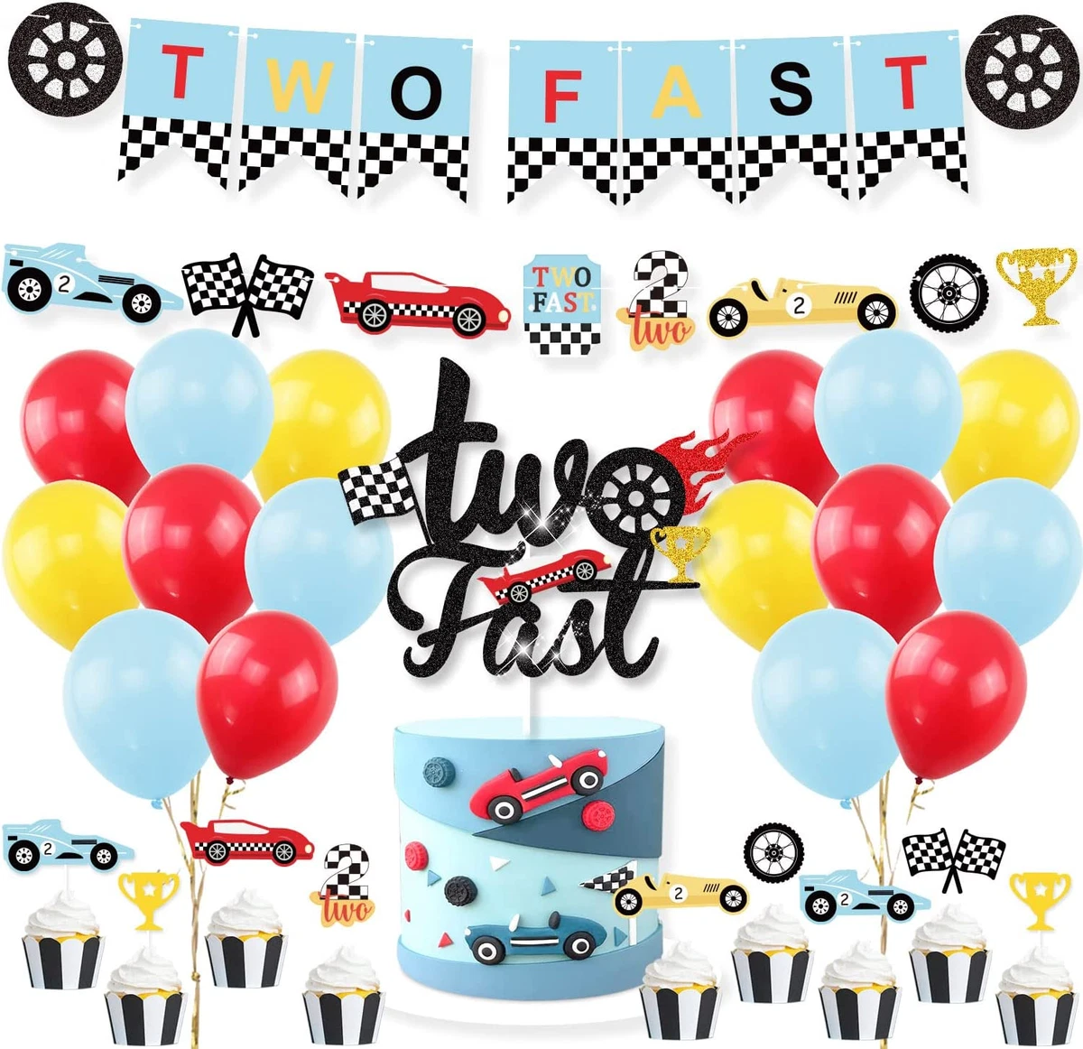 Race Car Two Fast Party Decorations Supplies Racing Theme 2nd Birthday  Party Ban 842470112407 | eBay