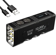 Nitecore TM12K 12,000 Lumen Rechargeable Flashlight - USB-C Cable - Holster