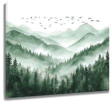 Green Forest Nature Plant Pine Tree Abstract Wall Art for Bathroom Living Room