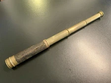Antique Brass 3-draw Pocket Telescope Spyglass Leather Wrapped Dust Shutter