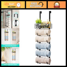 6-Tier Over Door Towel Rack Wall Mount Organizer - Rolled Towel Storage Holder