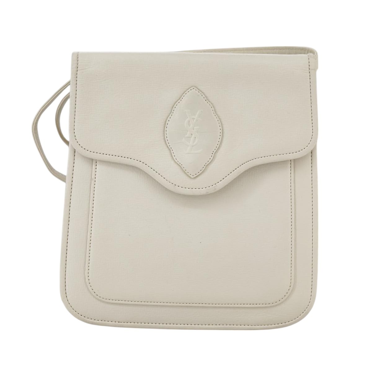 Borsa A Spalla In Pelle Bianca Saint Laurent Ysl Autentica