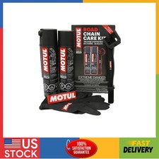 Motul C1 Chain Cleaner and C2 Chain Lube Kit with Brush and Gloves for Motorc...