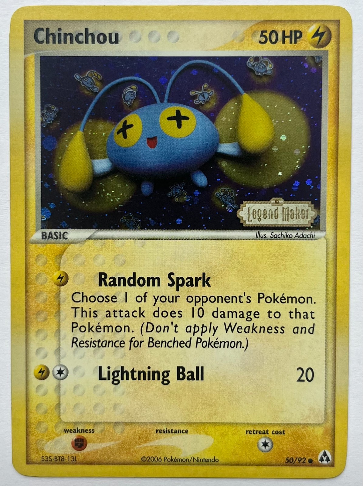 Pokemon Card - Chinchou Legend Maker 50/92 Reverse Holo Stamped NM