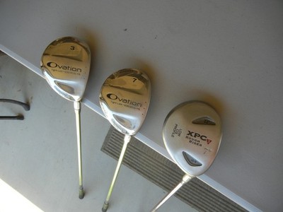 Lot 3 Golf Clubs Fairway Woods: ADAMS OVATION 3 7, XPC Rough Rider 7, NEW GRIPS!