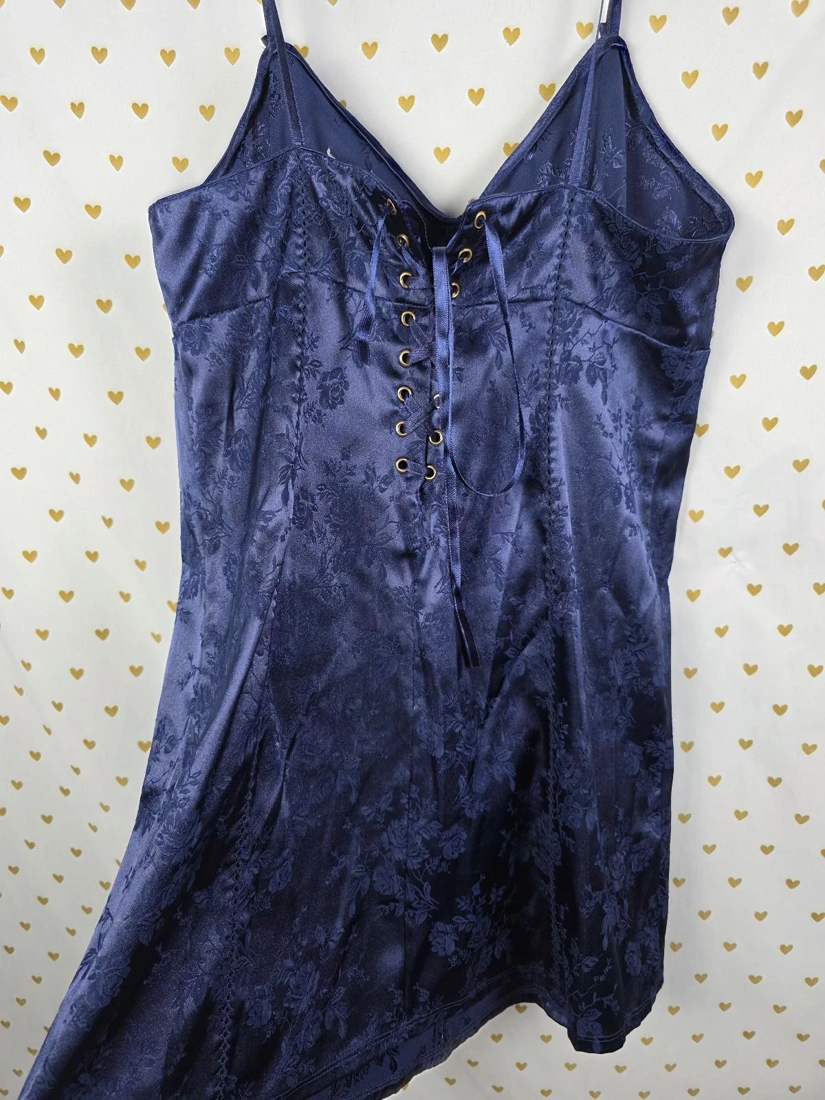 UNDERCOVER Victoria's secret vintage anni 90 corsetto pizzo camicia da notte blu abito da notte piccolo