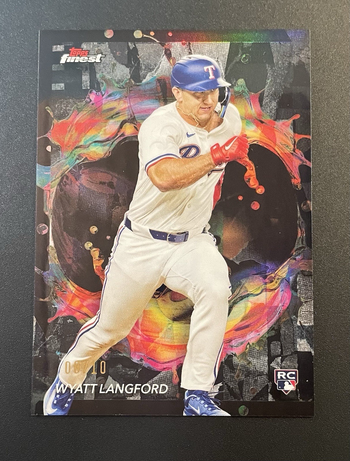 2024 Topps Finest WYATT LANGFORD Black Refractor Rare /10 Rookie RC #226 Rangers