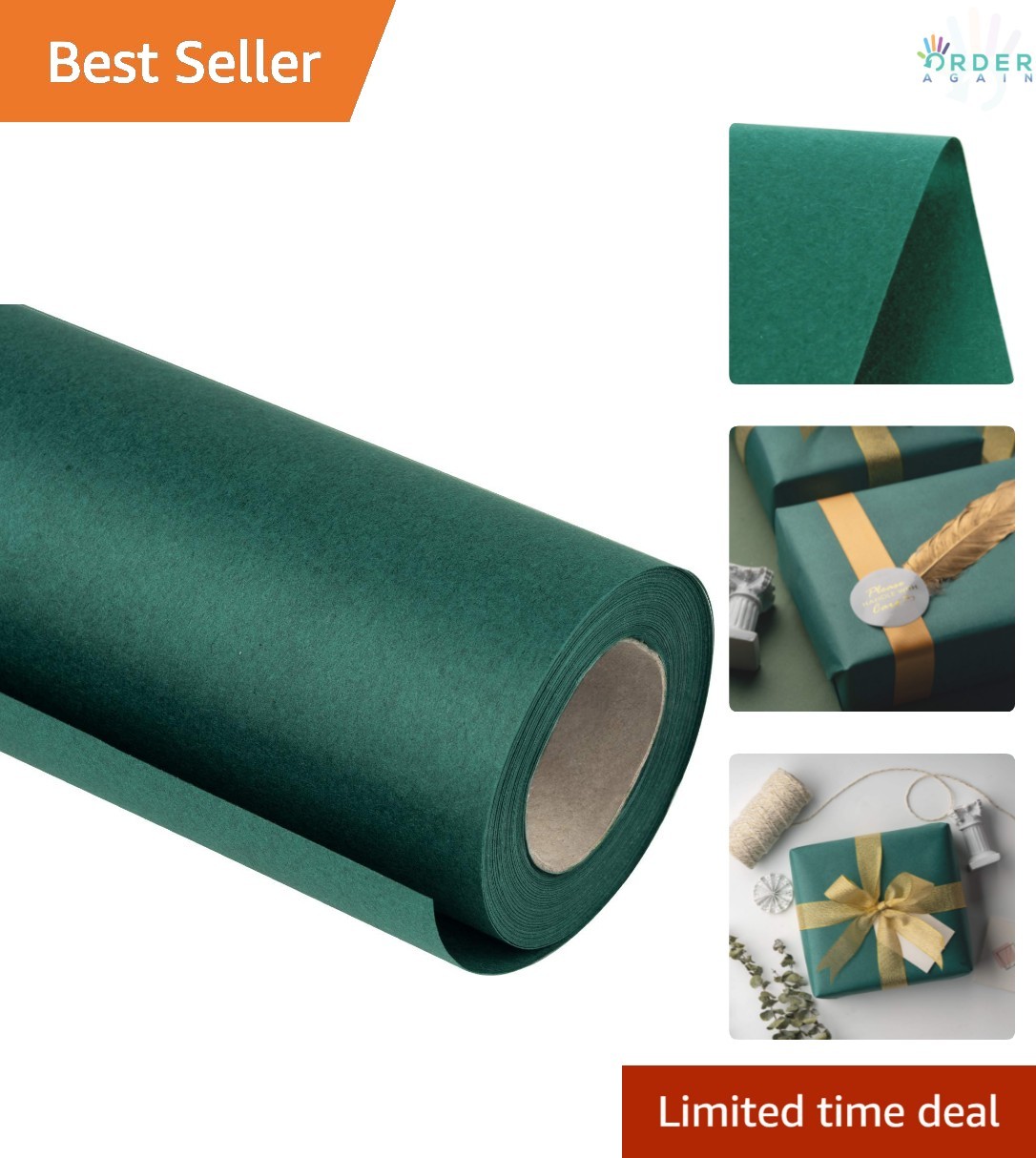 Roll 18x100ft Recyclable Sustainable Gift Wrap Packaging Art