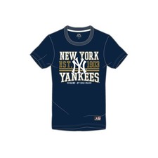 MAGLIA RAGAZZO MAJESTIC NEW YORK YANKEES SCRIPT  BLU NAVY