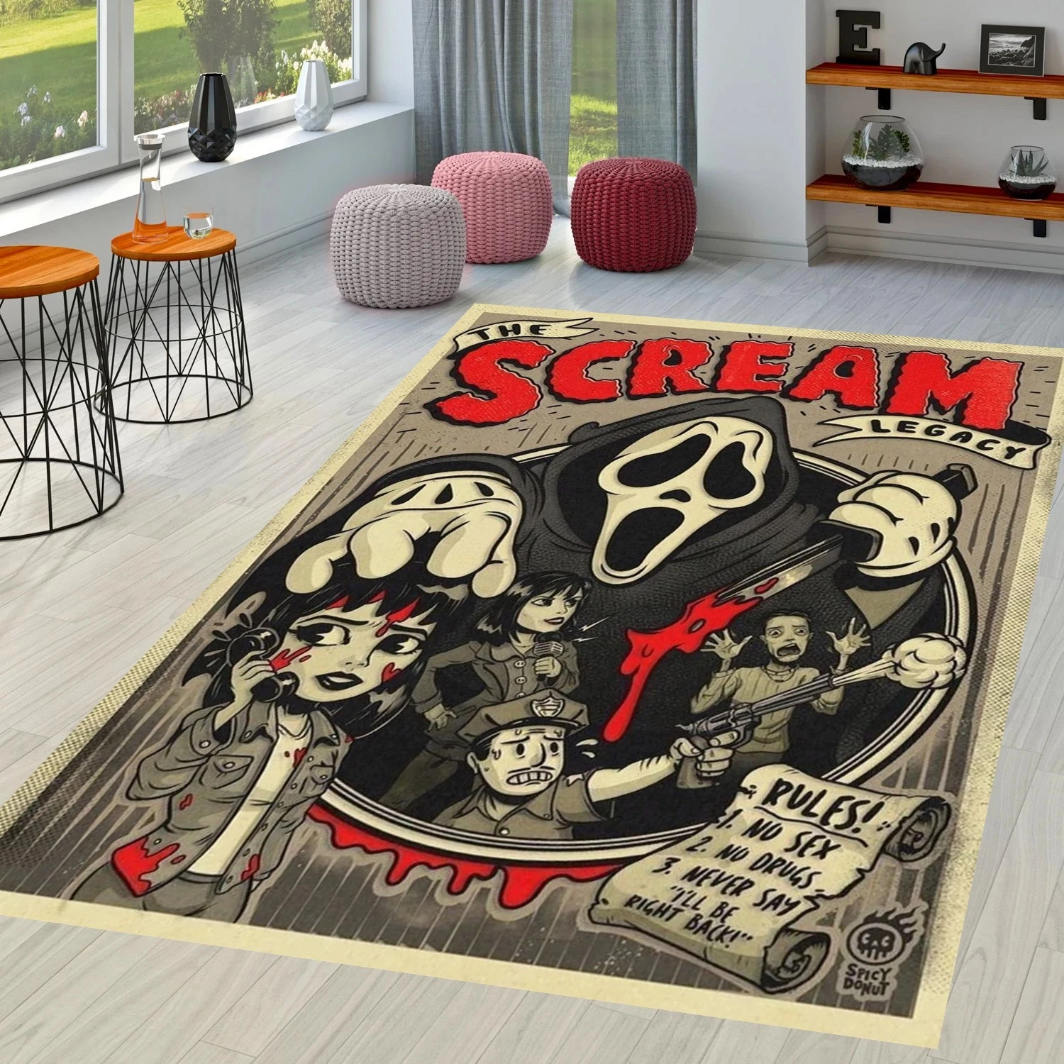 Scream Rug, Ghostface, Horror, Halloween, Scream Mask Rug