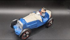 Vintage Hand Painted Cast Iron 1920s Style Indy Boattail Race Car with Driver