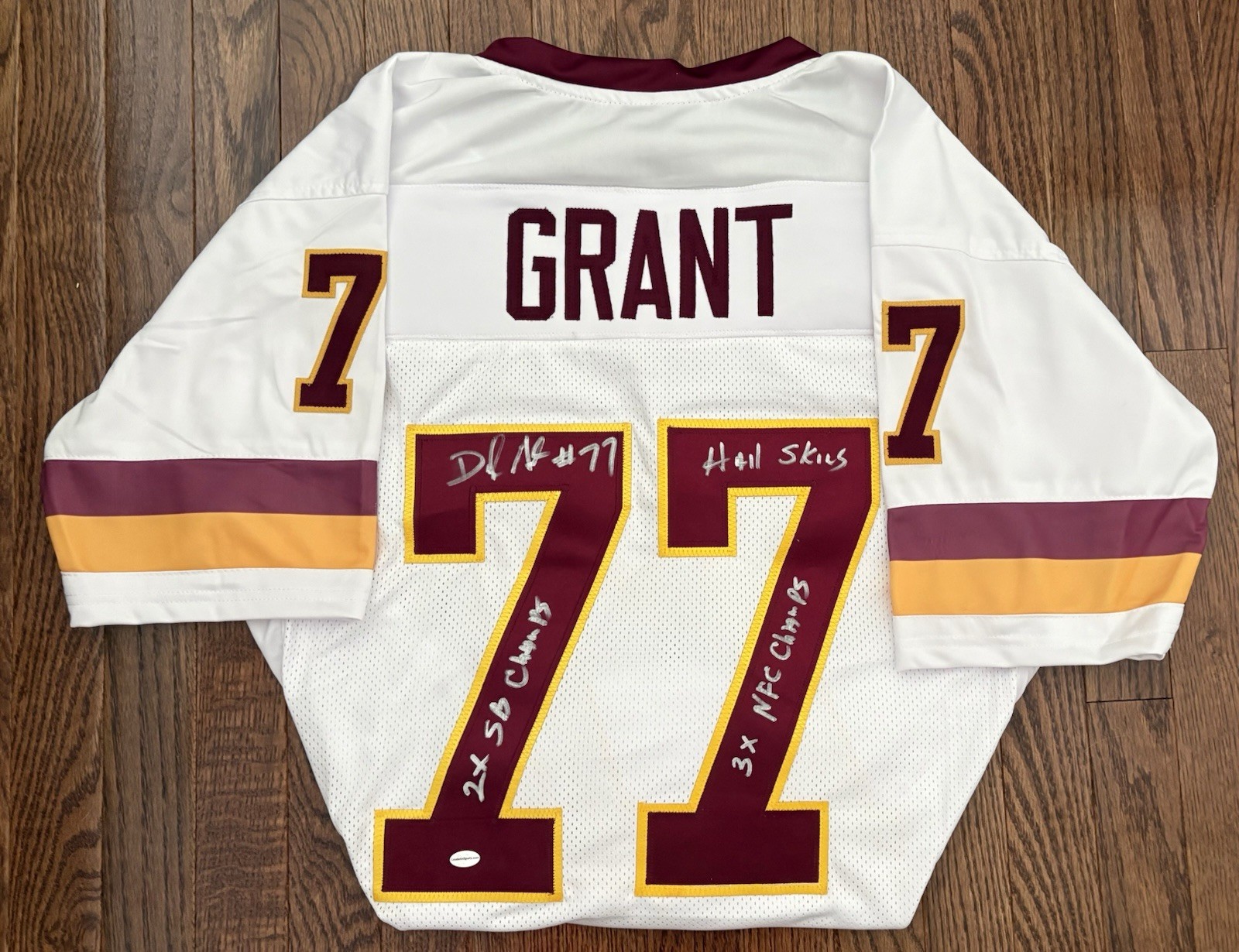 Darryl Grant Signed Custom Jersey - Washington Redskins Triple Inscriptions