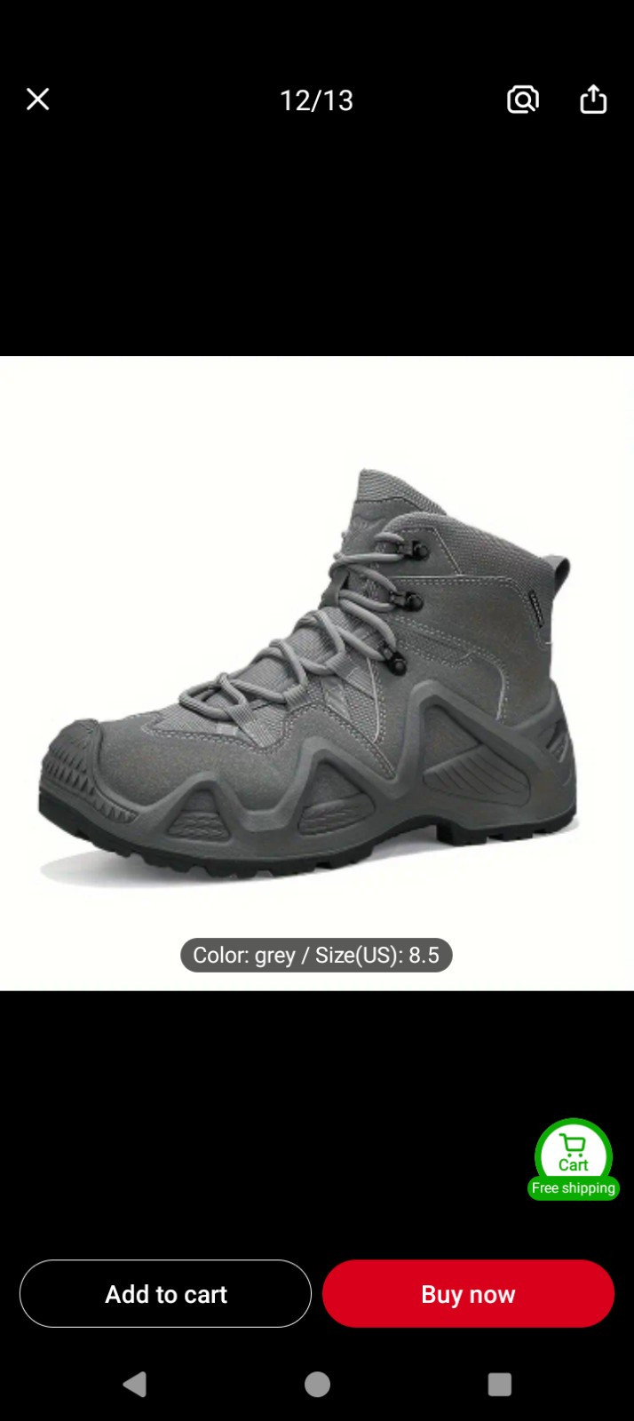 Trooper Men's 8.5 Gray Military Tactical Working Boots Suede Zip