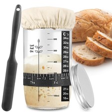Sourdough Starter Kit: Feeding Band, Thermometer, Cloth  Metal Lid, Baking S...