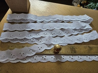 Vintage Broiderie ANGLAIS KLEE BORTE WEISS BAUMWOLLE 3cm B @2,3 Meter