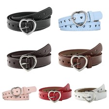 Metal Love Pin Buckle Belt for Women Girl Fashion Hollowout Waistband PU Belt