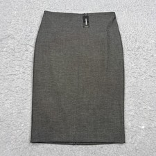 Express Pencil Skirt Womens 6 Gray Woven Stretch Lined Work Preppy Zip Midi Slit
