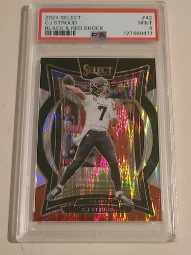 2024 Panini Select Concourse CJ Stroud #42 Black & Red Shock Prizm PSA 9 MINT!!