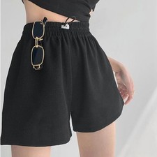 Yoga Sports Shorts for Women Casual Loose Fit Slim Straight Cotton with Pockets