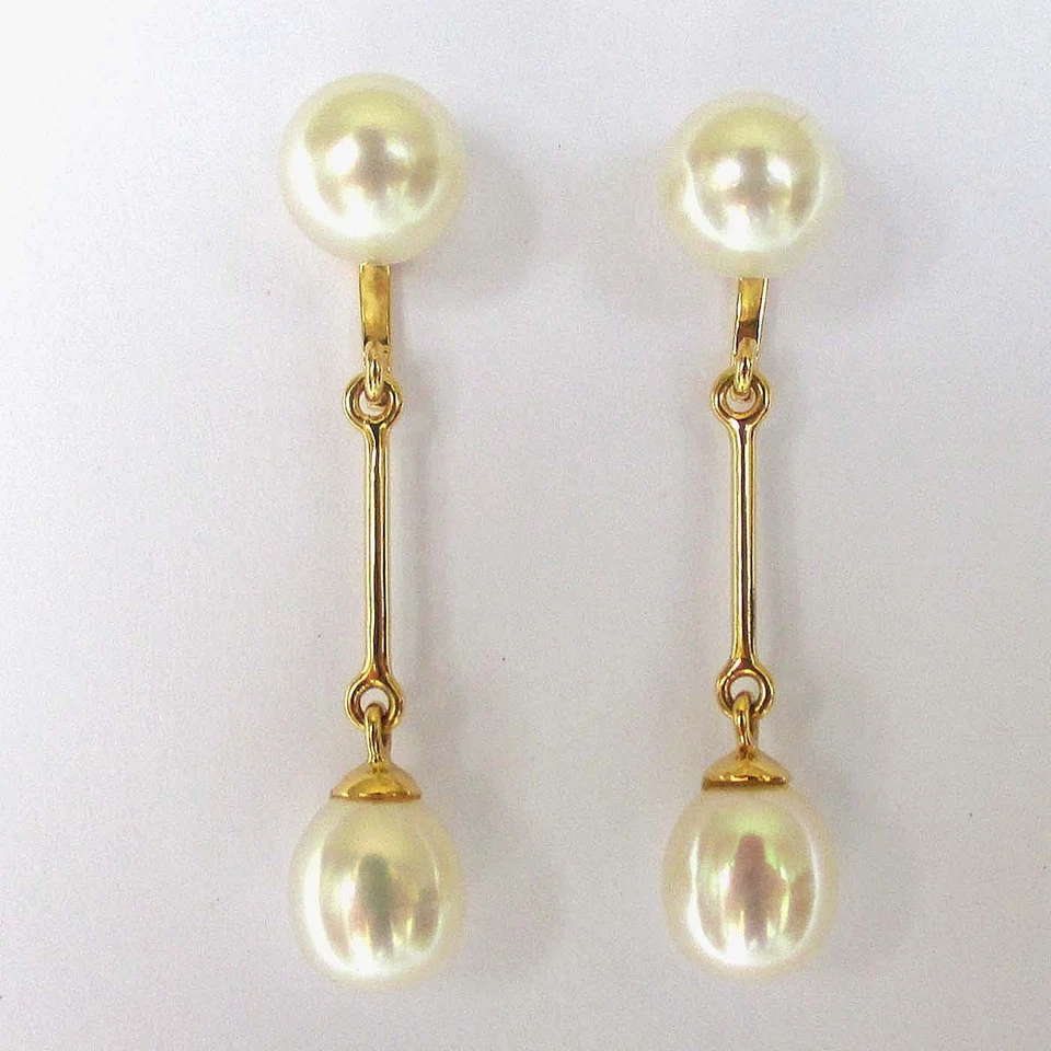 14K White Pearl Dangling Earrings - Image 1 of 4